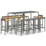 Garten Hoch Tisch und Hocker 11 Stück Holz und PE Rattan grau von vidaXL, Gartensets - Ref: Foro24-3187683, Preis: 513,66 €, ...