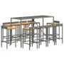 Garten Hoch Tisch und Hocker 11 Stück Holz und PE Rattan grau von vidaXL, Gartensets - Ref: Foro24-3187683, Preis: 513,66 €, ...