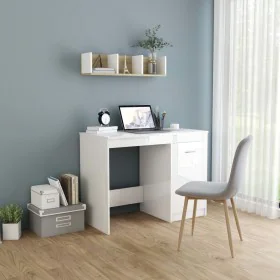Schreibtisch aus glänzend weißem Sperrholz, 100 x 50 x 76 cm von vidaXL, Schreibtische - Ref: Foro24-801802, Preis: 85,49 €, ...