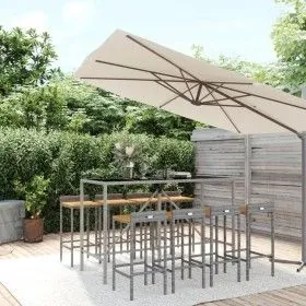 Bar table and garden stools set 9 pieces acacia wood PE rattan gray by vidaXL, Garden sets - Ref: Foro24-3187681, Price: 426,...
