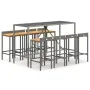 Bar table and garden stools set 9 pieces acacia wood PE rattan gray by vidaXL, Garden sets - Ref: Foro24-3187681, Price: 426,...