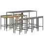 Bar table and garden stools set 9 pieces acacia wood PE rattan gray by vidaXL, Garden sets - Ref: Foro24-3187681, Price: 426,...