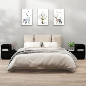 Nachttische 2 Stück aus massivem schwarzem Kiefernholz 60x34x51 cm von vidaXL, Nachttische - Ref: Foro24-814383, Preis: 100,8...