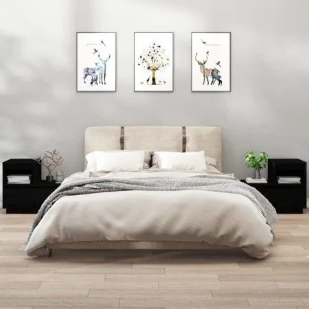 Nachttische 2 Stück aus massivem schwarzem Kiefernholz 60x34x51 cm von vidaXL, Nachttische - Ref: Foro24-814383, Preis: 100,8...
