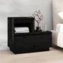 Nachttische 2 Stück aus massivem schwarzem Kiefernholz 60x34x51 cm von vidaXL, Nachttische - Ref: Foro24-814383, Preis: 100,8...