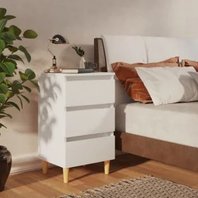 Bedside table with white solid wood legs 40x35x69 cm by vidaXL, Nightstands - Ref: Foro24-805887, Price: 62,81 €, Discount: %