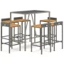 Bartisch und Gartenhocker 7 Stück Akazienholz PE Rattan grau von vidaXL, Gartensets - Ref: Foro24-3187679, Preis: 350,34 €, R...