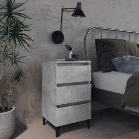 Bedside tables 2 pcs concrete gray metal legs 40x35x69 cm by vidaXL, Nightstands - Ref: Foro24-805914, Price: 93,09 €, Discou...