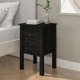 Solid black pine wood bedside table 40x35x61.5 cm by vidaXL, Nightstands - Ref: Foro24-813697, Price: 42,37 €, Discount: %