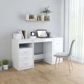 Glänzend weißer Schreibtisch aus Holzwerkstoff, 140 x 50 x 76 cm von vidaXL, Schreibtische - Ref: Foro24-3054786, Preis: 181,...