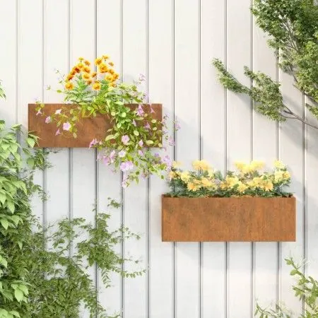 Wall planters 2 pcs rusty corten steel 53x10x17 cm by vidaXL, Pots and planters - Ref: Foro24-823686, Price: 50,22 €, Discoun...
