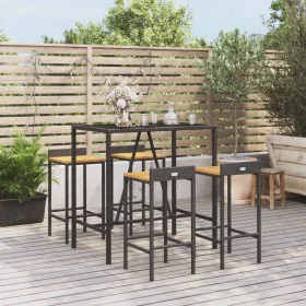 Bar table and garden stools 5 pieces acacia wood black PE rattan by vidaXL, Garden sets - Ref: Foro24-3187676, Price: 257,51 ...