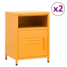 Nachttische 2 Stück Senfgelb Stahl 35x35x51 cm von vidaXL, Nachttische - Ref: Foro24-3095216, Preis: 140,07 €, Rabatt: %