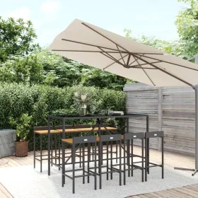 Bar table and garden stools 9 pcs acacia wood PE rattan black by vidaXL, Garden sets - Ref: Foro24-3187680, Price: 418,41 €, ...