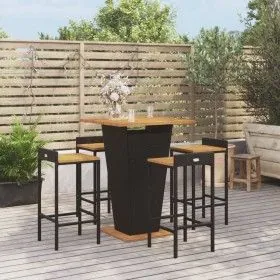 Bar table and garden stools 5 pieces acacia wood PE rattan black by vidaXL, Garden sets - Ref: Foro24-3187724, Price: 349,96 ...