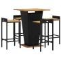 Bartisch und Gartenhocker 5 Stück Akazienholz PE Rattan schwarz von vidaXL, Gartensets - Ref: Foro24-3187724, Preis: 350,98 €...