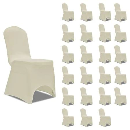 Cremefarbener elastischer Stuhlbezug, 24 Einheiten von vidaXL, Abdeckungen - Ref: Foro24-3051642, Preis: 95,59 €, Rabatt: %