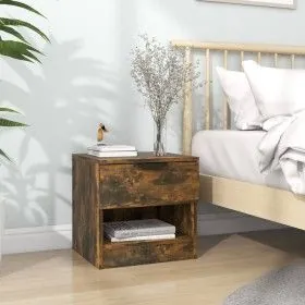 Mesita de noche madera contrachapada color roble ahumado de vidaXL, Mesitas de noche - Ref: Foro24-817045, Precio: 36,38 €, D...