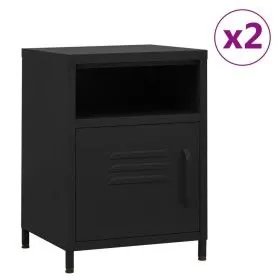 Bedside tables 2 units black steel 35x35x51 cm by vidaXL, Nightstands - Ref: Foro24-3095221, Price: 146,58 €, Discount: %