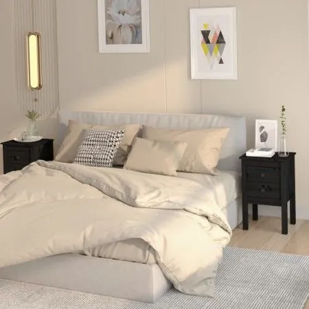 Mesitas de noche 2 uds madera maciza de pino negro 40x35x61,5cm de vidaXL, Mesitas de noche - Ref: Foro24-813698, Precio: 76,...