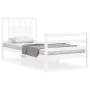Estructura de cama con cabecero madera maciza blanco 90x200 cm de vidaXL, Camas y somieres - Ref: Foro24-3194557, Precio: 97,...