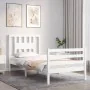 Estructura de cama con cabecero madera maciza blanco 90x200 cm de vidaXL, Camas y somieres - Ref: Foro24-3194557, Precio: 97,...