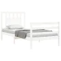 Estructura de cama con cabecero madera maciza blanco 90x200 cm de vidaXL, Camas y somieres - Ref: Foro24-3194557, Precio: 97,...