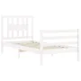 Estructura de cama con cabecero madera maciza blanco 90x200 cm de vidaXL, Camas y somieres - Ref: Foro24-3194557, Precio: 97,...