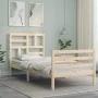 Bed frame with solid wood headboard 90x200 cm by vidaXL, Beds and slatted bases - Ref: Foro24-3194881, Price: 89,29 €, Discou...