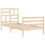 Bed frame with solid wood headboard 90x200 cm by vidaXL, Beds and slatted bases - Ref: Foro24-3194881, Price: 89,29 €, Discou...