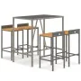 Bar table and garden stools 5 pieces acacia wood PE rattan gray by vidaXL, Garden sets - Ref: Foro24-3187677, Price: 269,53 €...
