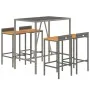 Bar table and garden stools 5 pieces acacia wood PE rattan gray by vidaXL, Garden sets - Ref: Foro24-3187677, Price: 269,53 €...