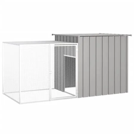 Gray galvanized steel rabbit cage 200x91x100 cm by vidaXL, Cages and habitats for small animals - Ref: Foro24-3155528, Price:...