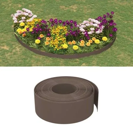 Garden edging 2 units brown polyethylene 10 m 20 cm by vidaXL, Garden edging and edging - Ref: Foro24-3155460, Price: 96,11 €...