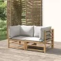 Garden corner sofas with light gray cushions 2 pcs bamboo by vidaXL, Garden sets - Ref: Foro24-3155086, Price: 211,85 €, Disc...