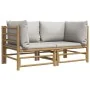 Garden corner sofas with light gray cushions 2 pcs bamboo by vidaXL, Garden sets - Ref: Foro24-3155086, Price: 211,85 €, Disc...