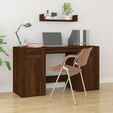 Schreibtisch aus braunem Eichensperrholz mit Schrank von vidaXL, Schreibtische - Ref: Foro24-3185438, Preis: 138,79 €, Rabatt: %