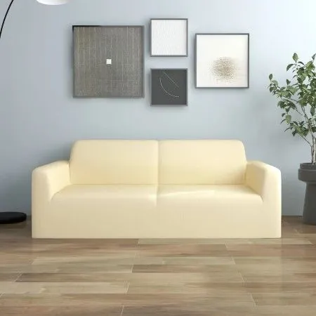 Elastic cover for 2-seater armchair in cream polyester jersey by vidaXL, Covers - Ref: Foro24-332945, Price: 20,36 €, Discoun...