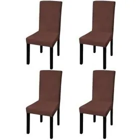 Elastic straight chair cover 4 units brown by vidaXL, Covers - Ref: Foro24-131426, Price: 14,98 €, Discount: %