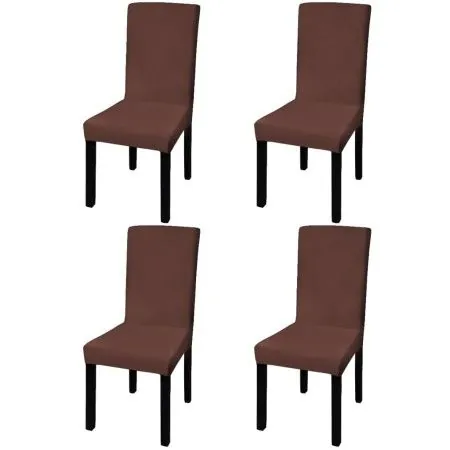 Funda para silla elástica recta 4 unidades marrón de vidaXL, Fundas - Ref: Foro24-131426, Precio: 14,98 €, Descuento: %