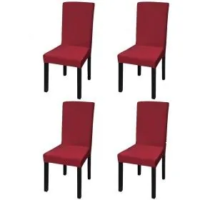 Straight elastic chair cover 4 units burgundy by vidaXL, Covers - Ref: Foro24-131420, Price: 16,63 €, Discount: %