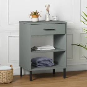 Console cabinet metal legs solid pine wood gray OSLO by vidaXL, Side tables - Ref: Foro24-351001, Price: 46,88 €, Discount: %