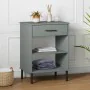Konsolenschrank, Metallbeine, massives Kiefernholz, grau OSLO von vidaXL, Seitentische - Ref: Foro24-351001, Preis: 47,52 €, ...