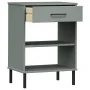 Console cabinet metal legs solid pine wood gray OSLO by vidaXL, Side tables - Ref: Foro24-351001, Price: 46,88 €, Discount: %