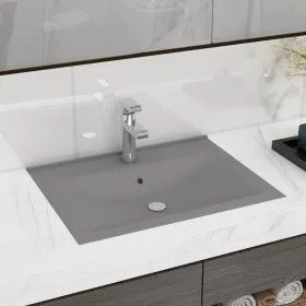 Luxury sink with ceramic faucet 60x46 cm light gray by vidaXL, Sinks - Ref: Foro24-147026, Price: 106,79 €, Discount: %