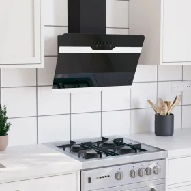 Campana extractora pared acero y vidrio templado negro 60 cm de vidaXL, Extractores - Ref: Foro24-51667, Precio: 143,12 €, De...