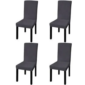 Gerader elastischer Stuhlbezug 4 Einheiten anthrazitgrau von vidaXL, Abdeckungen - Ref: Foro24-131425, Preis: 18,73 €, Rabatt: %