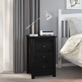 Solid black pine wood bedside table 40x35x61.5 cm by vidaXL, Nightstands - Ref: Foro24-813707, Price: 65,10 €, Discount: %