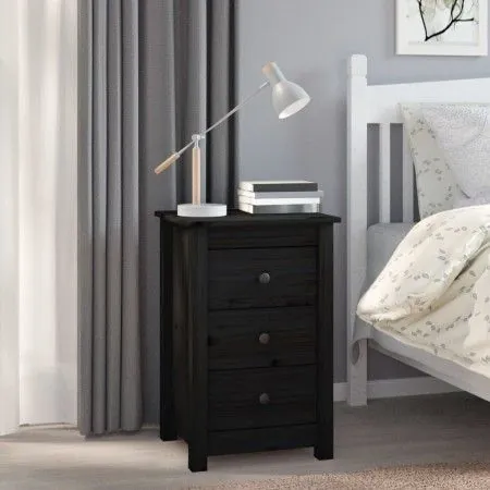 Solid black pine wood bedside table 40x35x61.5 cm by vidaXL, Nightstands - Ref: Foro24-813707, Price: 65,92 €, Discount: %