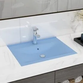Luxury sink with ceramic faucet 60x46 cm light blue by vidaXL, Sinks - Ref: Foro24-147022, Price: 102,22 €, Discount: %